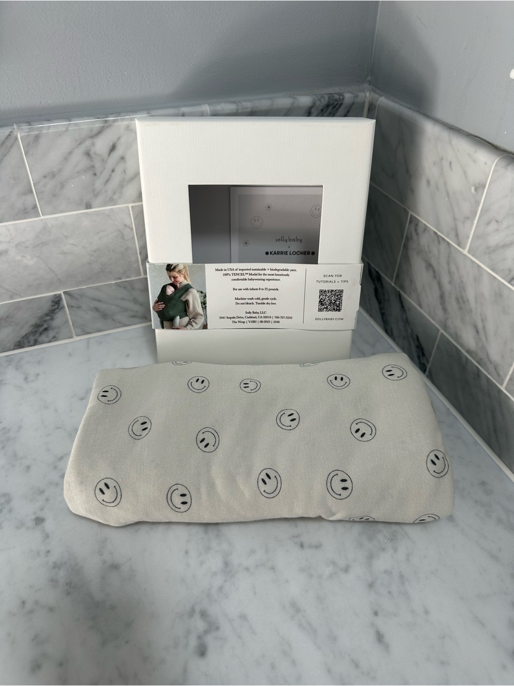 solly baby Cream Nursing Pillow Cover with Black Smiley Faces
